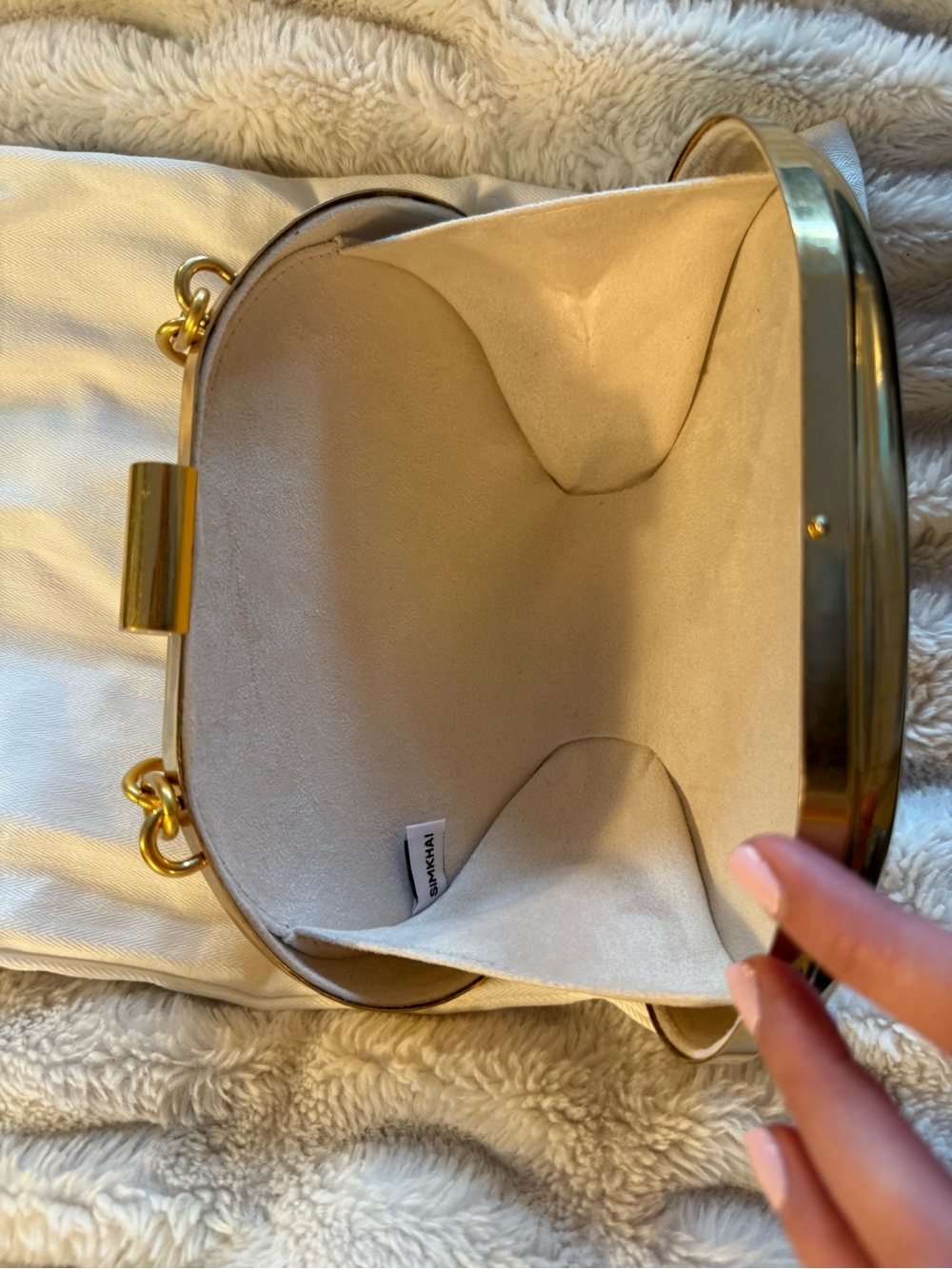 Simkhai Sol Clutch Handbag In Gold with original dust bag - Picture 5 of 7
